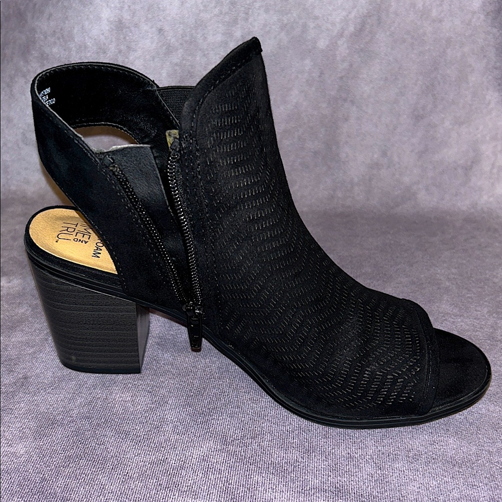 TIME and TRU Suede Peep-Toe Heeled Boots - Picture 8 of 14